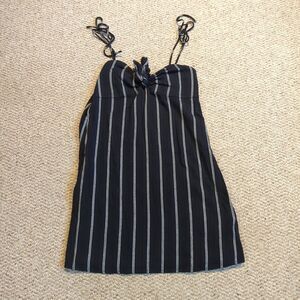 Billabong Babydoll Mini Dress Womens Medium Black Stripe Tie Beach